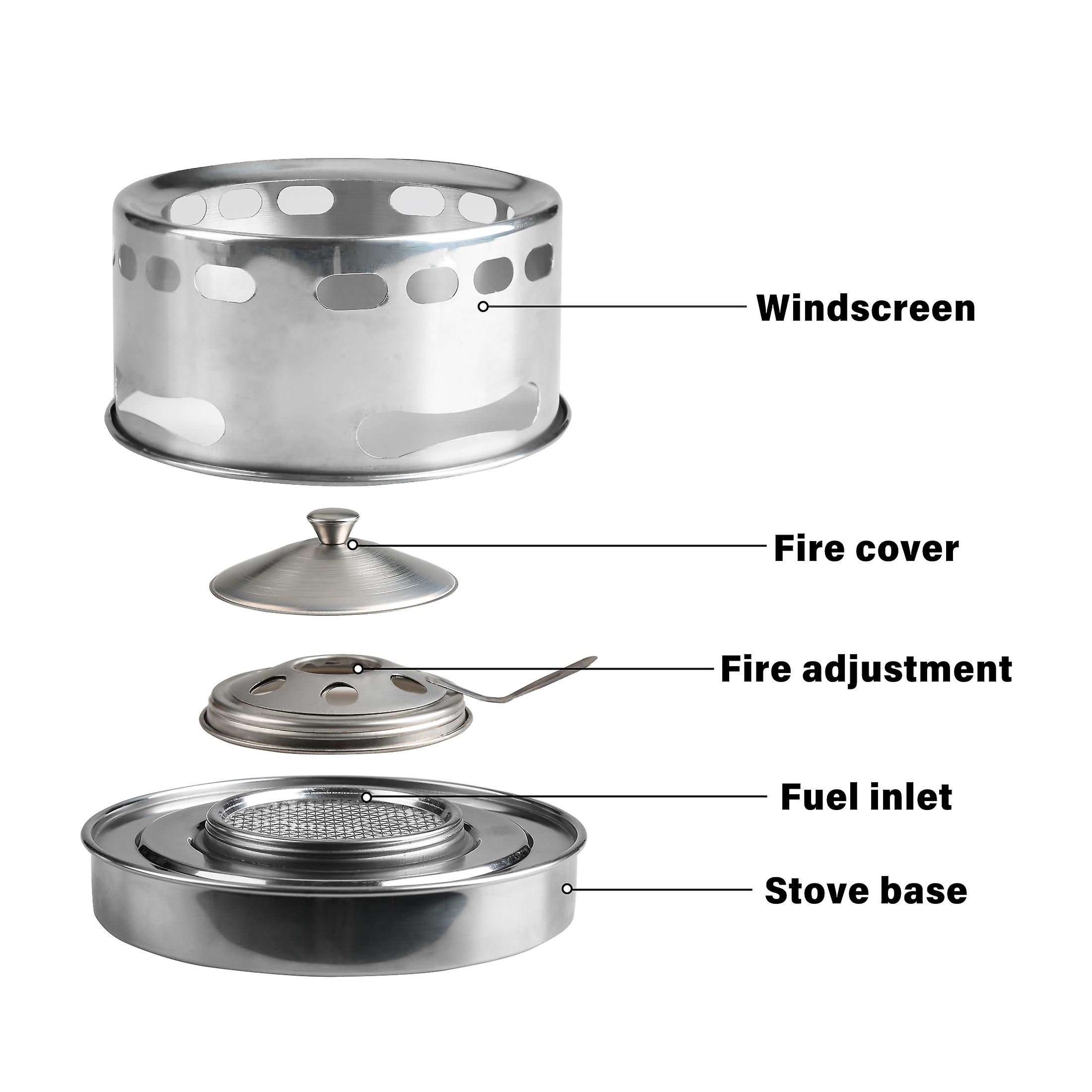 Outdoors Stainless Steel Alcohol Stove Portable Burner Furnace Adjustable Firepower Rustproof Anti-corrosion Cooking Barbecue Camping Hiking Picnic