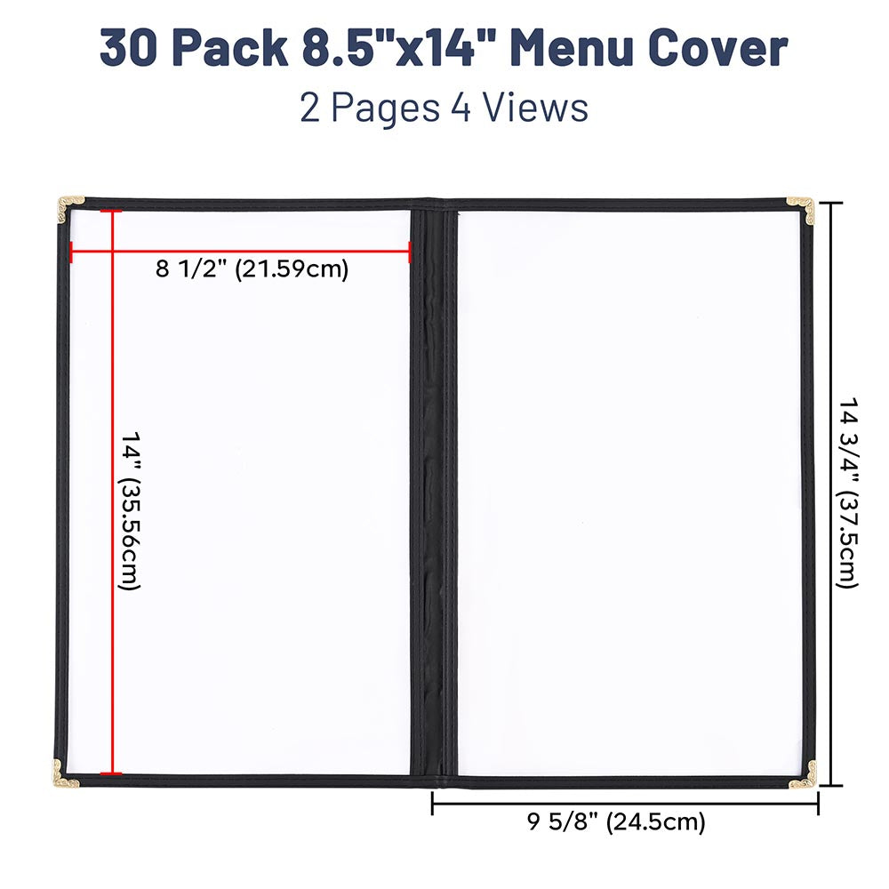 Yescom 30x Menu Covers Cafe Restaurant Double 8.5x14 Black