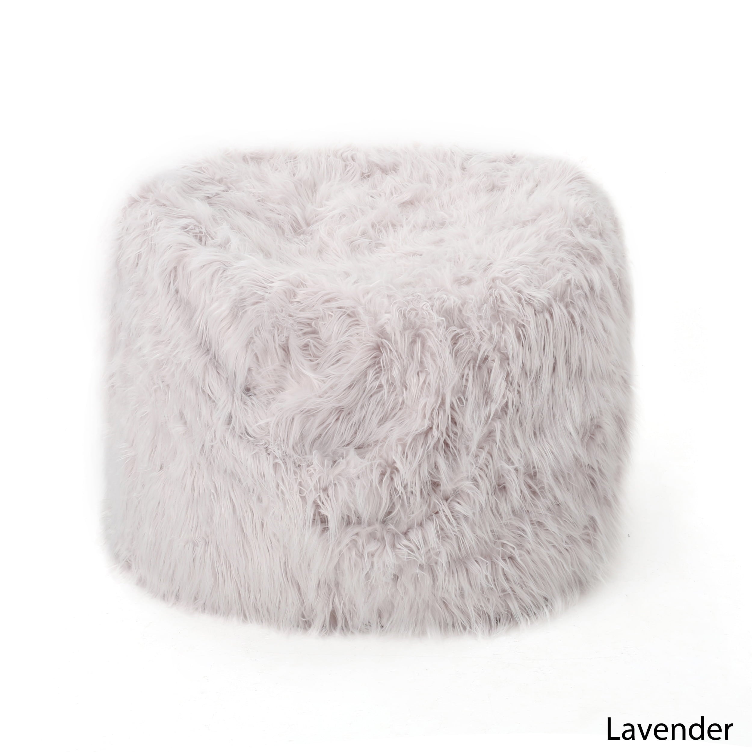 Noble House Rubani 5 ft Long Faux Fur Bean Bag Chair, Lavender