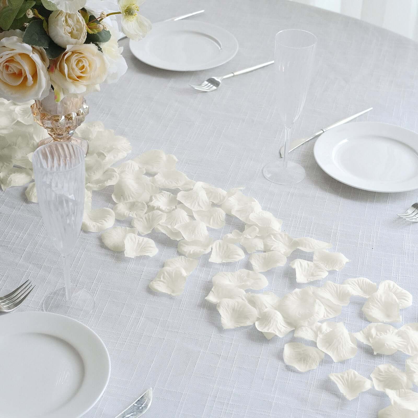 500 Pack Ivory Silk Rose Petals Table Confetti or Floor Scatters