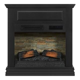 StyleWell Wheaton 31 in. Freestanding Wooden Infrared Electric Fireplace in Black 150427