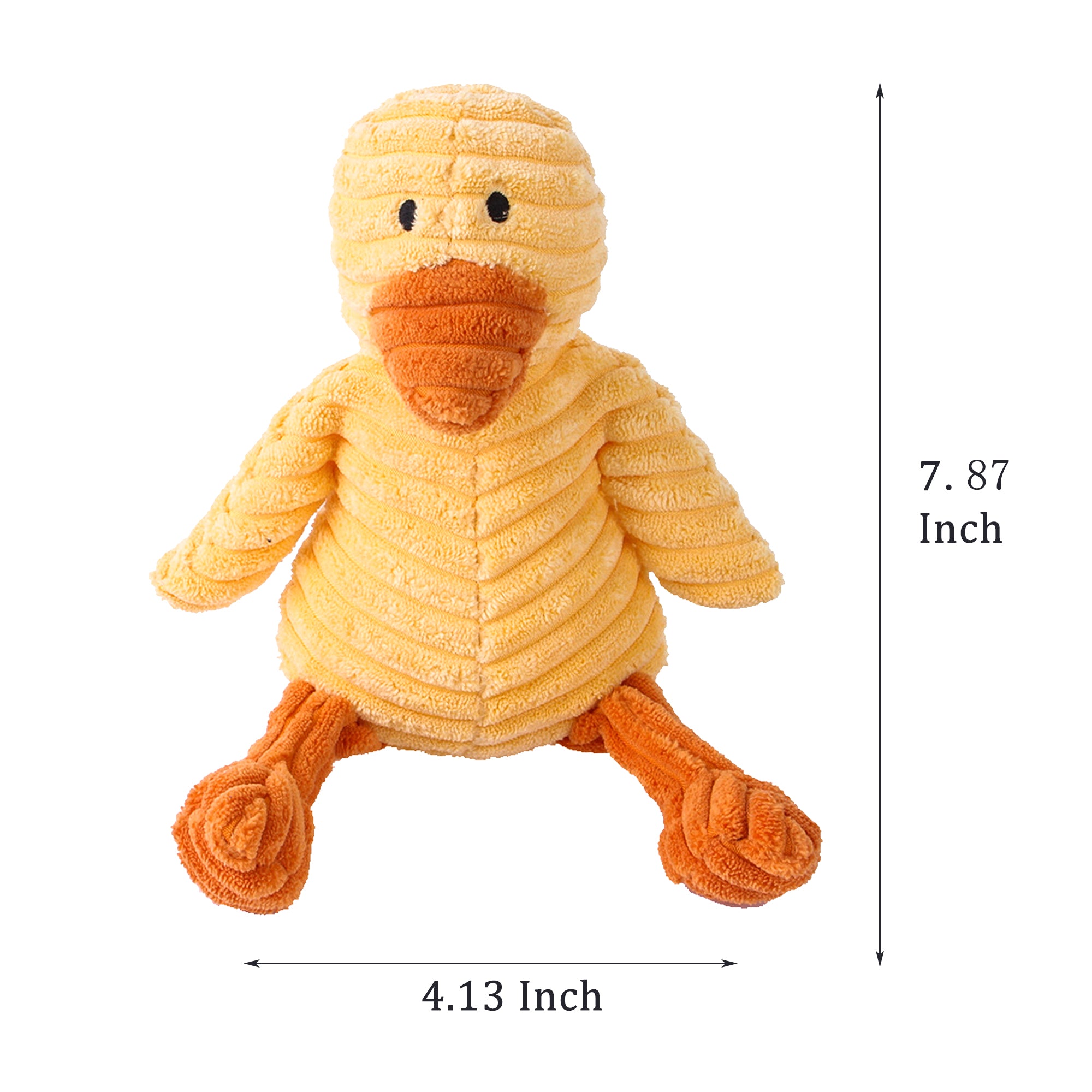 Plush Corduroy Dog Toy， Dog Squeaky Toys， Durable Chew Toys for Puppy and Medium Dogs (Yellow Duck)