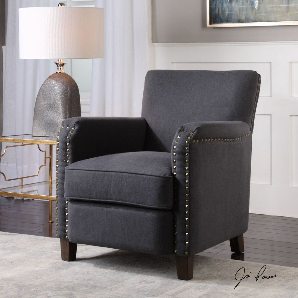 Finchly Deep Gray Armchair   Transitional   Armchairs And Accent Chairs   by HedgeApple  Houzz