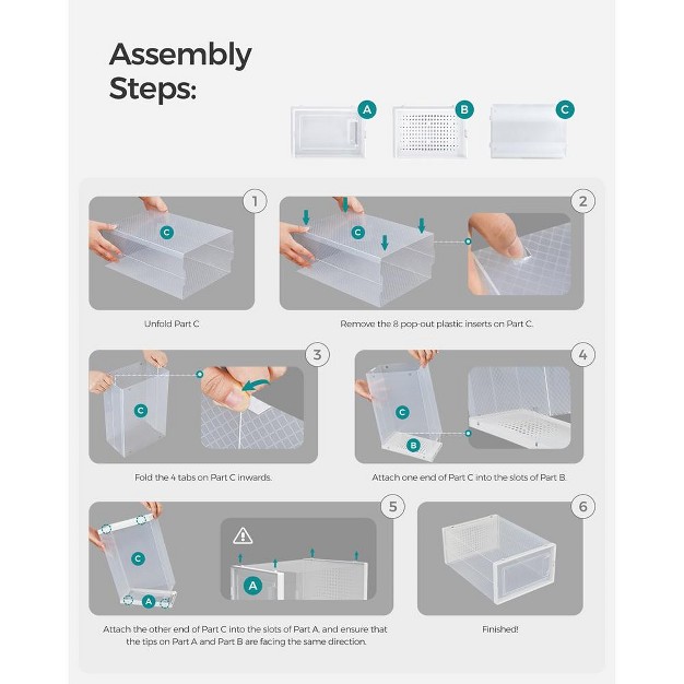 Songmics Shoe Boxes Clear Stackable Plastic Shoe Storage Boxes With Lids 12 Pack Shoe Organizers For Closet