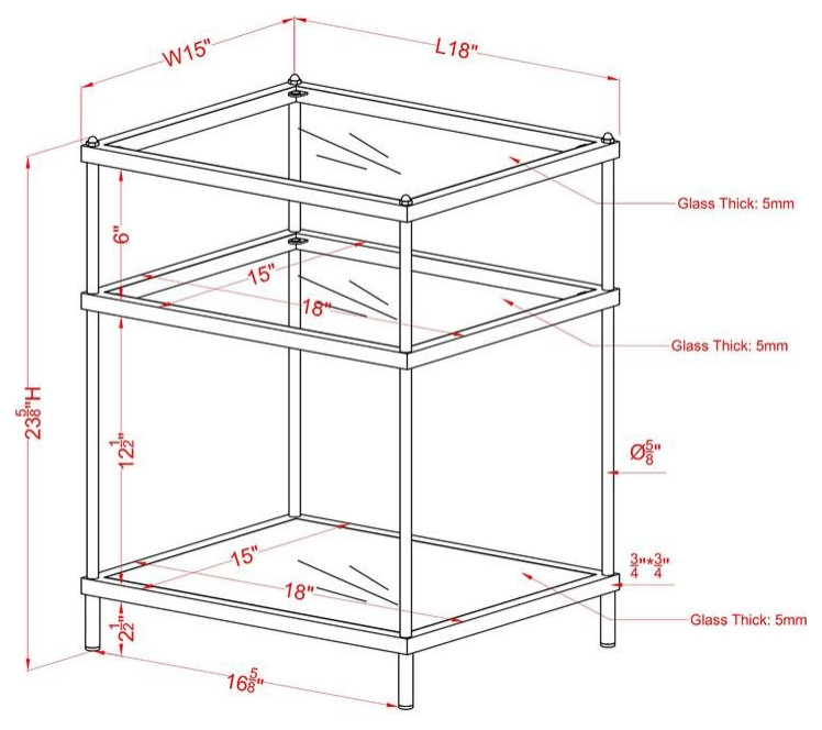 Furniture of America Mendry Glass Top 2 Shelf Side Table in Blue   Contemporary   Side Tables And End Tables   by Homesquare  Houzz