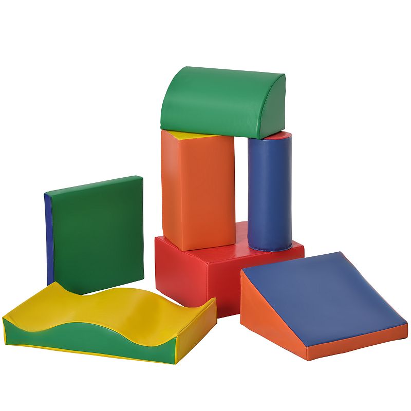 Soozier 7 Piece Soft Play Blocks Kids Climb and Crawl Gym Toy Foam Building and Stacking Blocks Non Toxic Learning Play Set Educational Software Activity Toy Brick Baby Soft Climbing Block