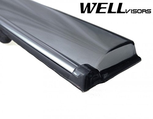 WellVisors Replacement for 2007-2012 Lexus ES350 Clip-ON Chrome Trim Smoke Tinted Side Rain Guard Window Visors Deflectors 3-847LX008