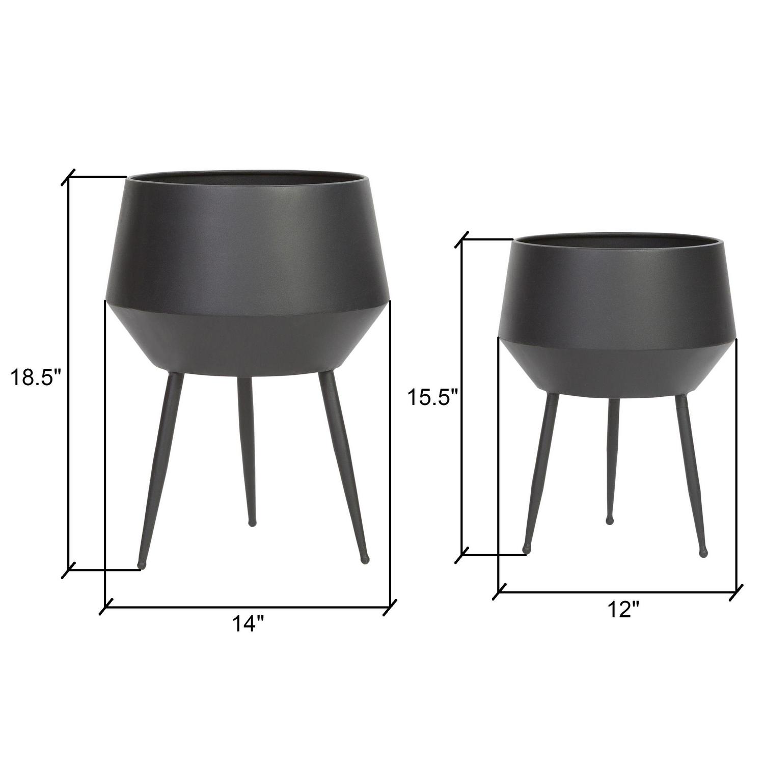 Huxley Mid Century Modern Planters 8211 Black (Set of 2)  Crowdfused