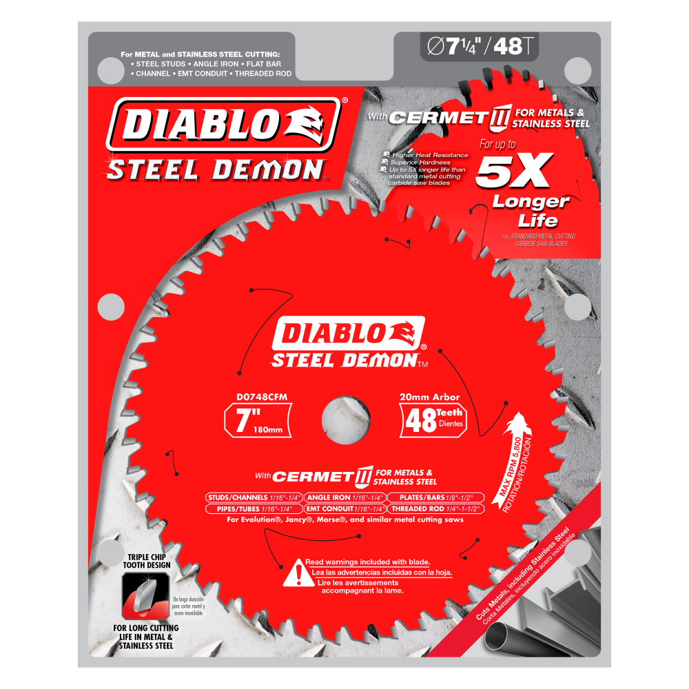 Diablo Tools 7 x 48 Tooth Steel Demon Cermet II Circular Saw Blade for Metals and Stainless Steel