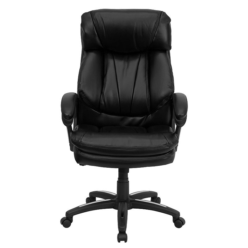 Emma and Oliver High Back Black LeatherSoft Extensive Padding Swivel Ergonomic Office Arm Chair