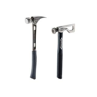 Stiletto 15 oz. TiBone 3 Smooth Face Hammer with 18 in. Curved Handle and 9 oz. Drywall Axe Fiberglass Hammer with 13 in. Handle TB3SC-DRYAXE9-F