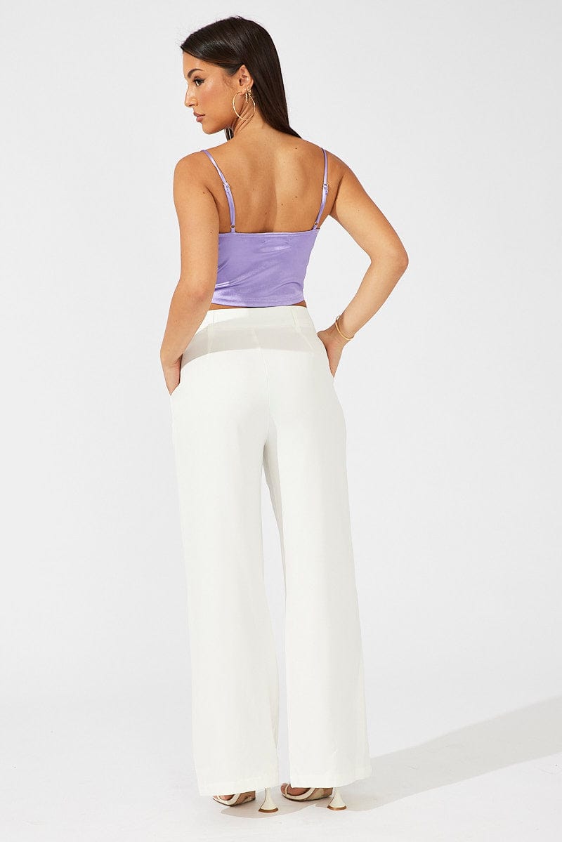 White Wide Leg Pants High Rise