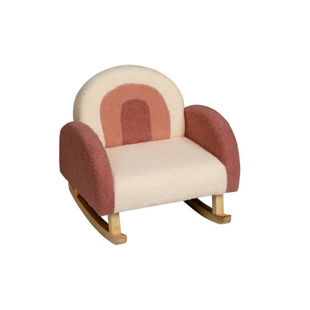 Upholstered Rocking Kids x27 Chair Pink white Gift Mark