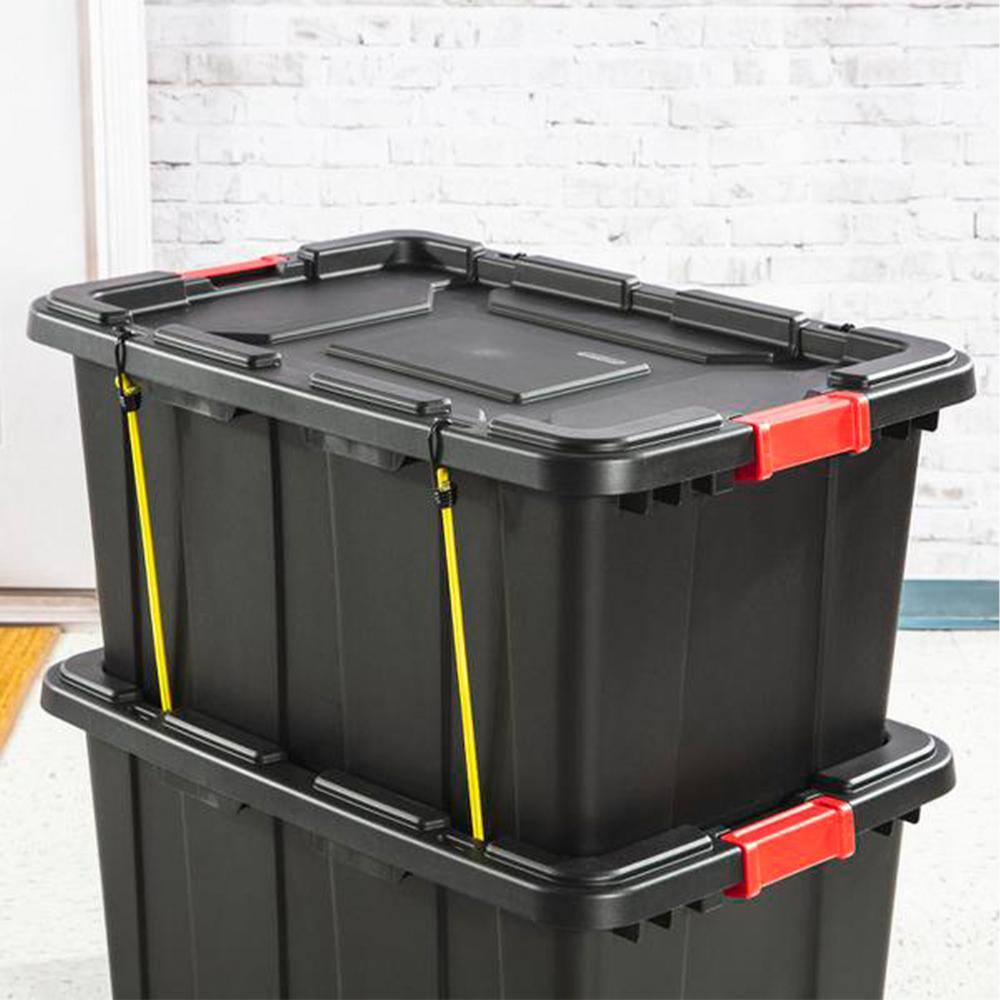 Sterilite Durable Rugged Industrial 15 Gal. Storage Bin in Black (6-Pack) 6 x 14649006