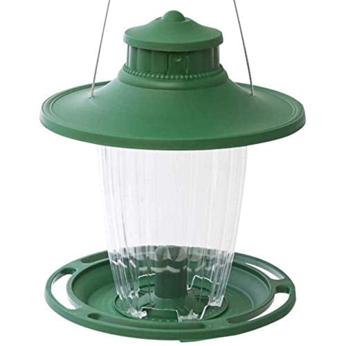 More Birds Large Lantern Bird Feeder， Wild Bird Feeder， 5 Feeding Ports， 3.8-Pound Seed Capacity， Green