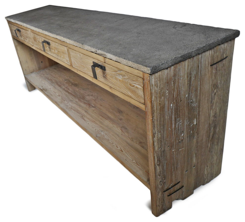 Stone  ampElm 3 Drawer Console Table   Rustic   Console Tables   by Design Mix Furniture  Houzz