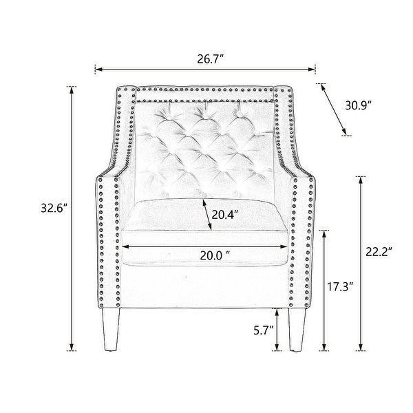 Accent Armchair Living Room Chair with Nailheads and Solid Wood Legs