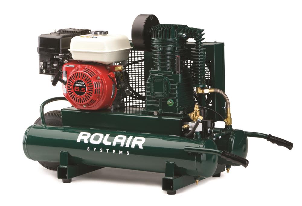 Rolair 6.5 HP Honda 13.8 CFM@90PSI 9 Gall Twin Tank Compressor 6590HK18-0001 from Rolair