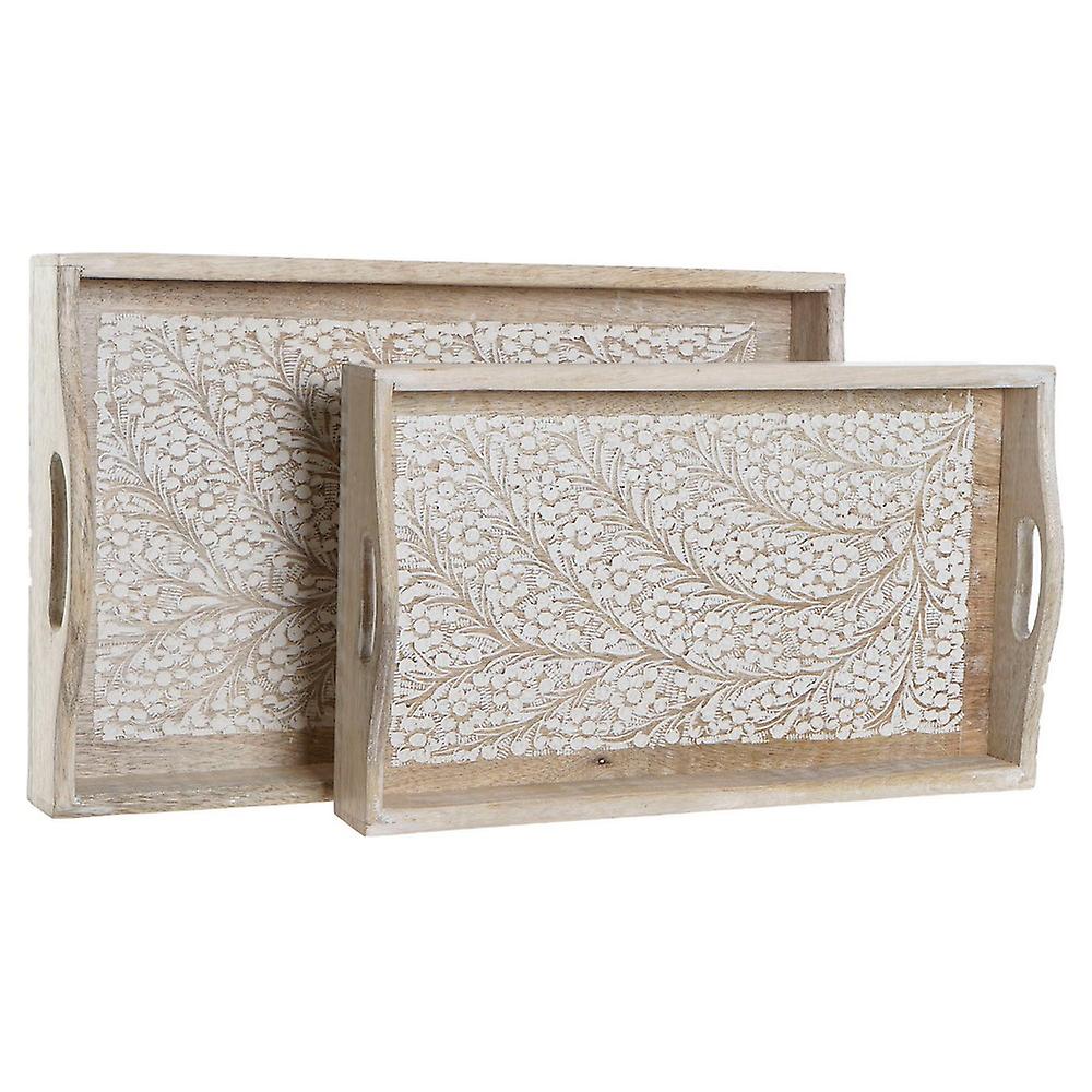 Set of trays DKD Home Decor Branch Mango wood (2 Units)