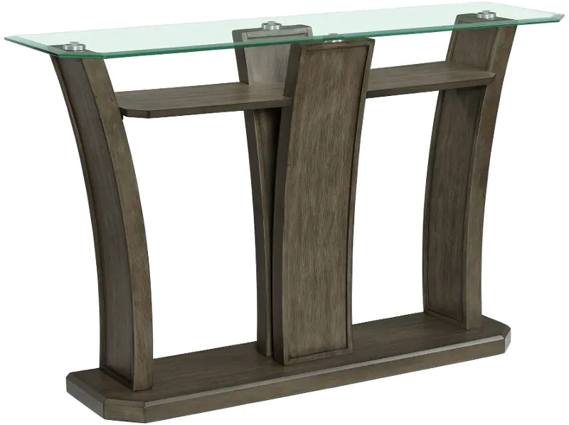 Dapper Gray Pedestal Console Table with Glass Top