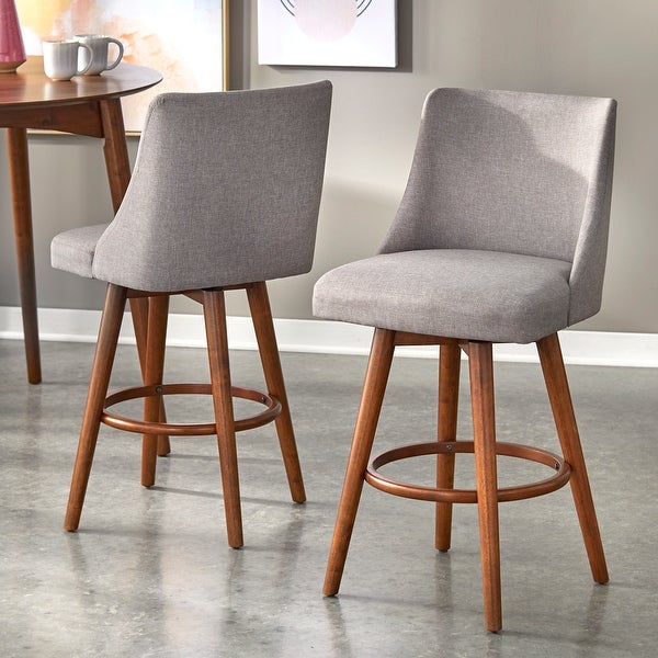 Lifestorey Derby Solid Wood Swivel Counter Stools (Set of 2)