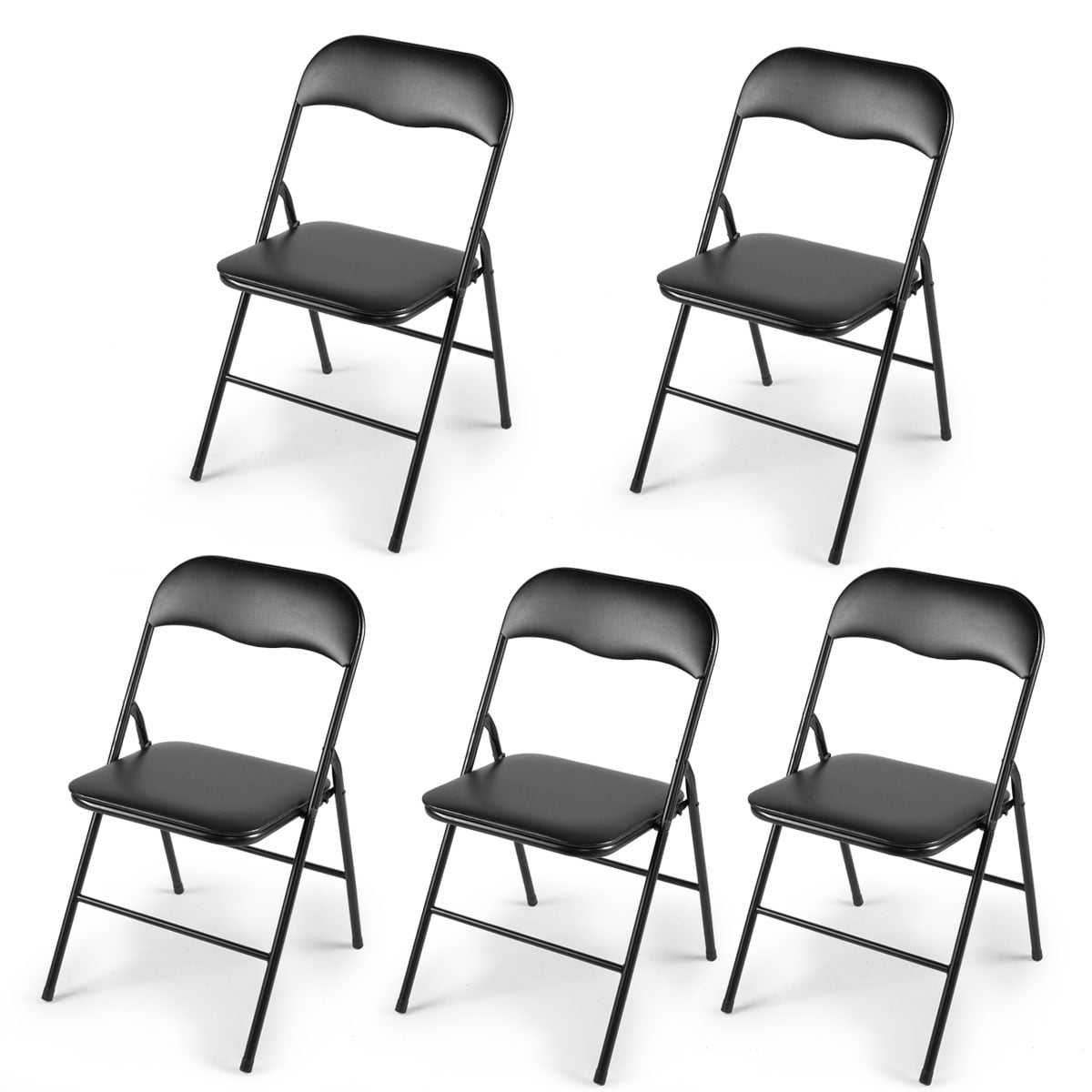 Jaxpety 5 Pack Commercial Plastic Folding Chairs Stackable Wedding Party Event Black