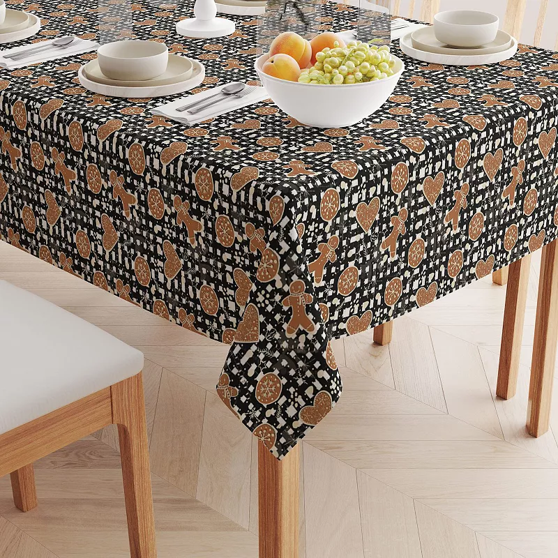 Rectangular Tablecloth， 100% Polyester， 60x104， Gingerbread Plaid