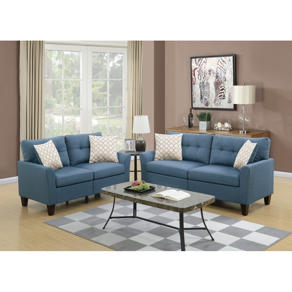 Upholstery 2 Piece Sofa Set with Wood Legs