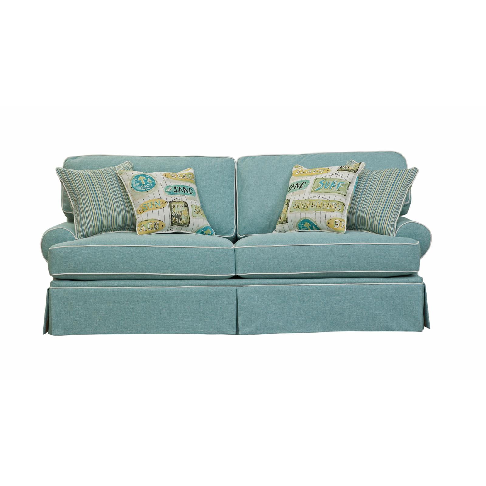 American Furniture Classics Coastal Aqua Series Sleeper Sofa with Four Accent Pillows