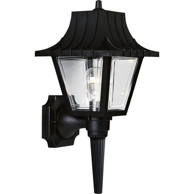 Progress Lighting Mansard 1 light Outdoor Wall Lantern In Black With Beveled Clear Acrylic Panels