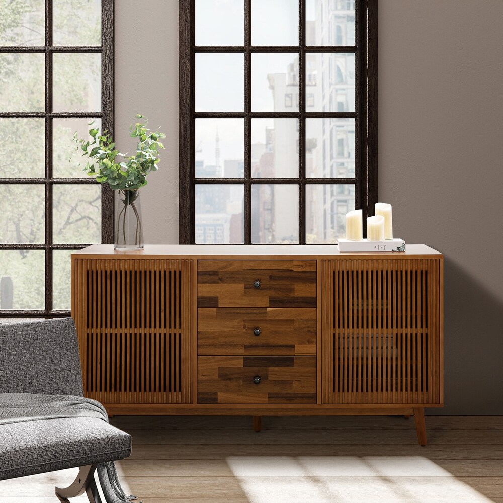 Crrillus Mid century Sideboard with Slatted Doors by HULALA HOME