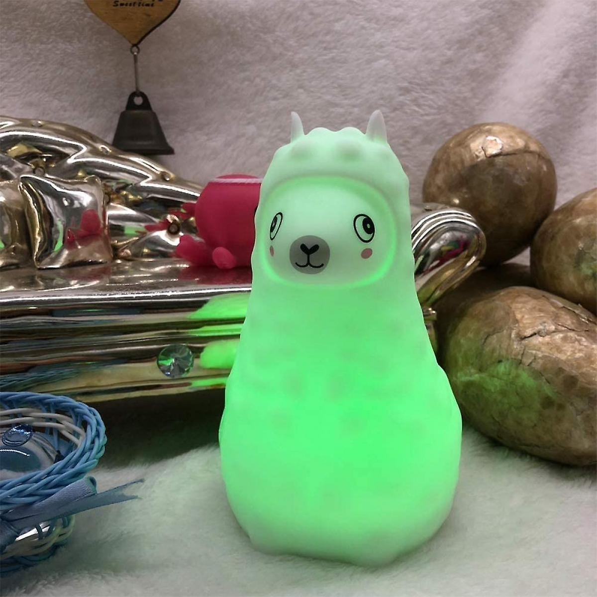 Animal Alpaca Kids Night Light， Children's Room Led Bedside Lamp， Rechargeable Soft Silicone Light， Adjustable Brightness And Colors