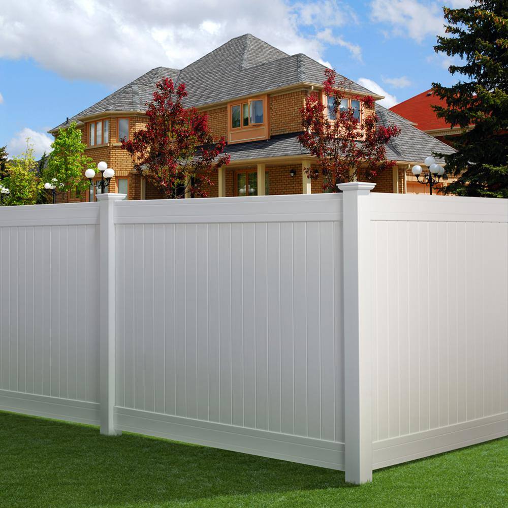 Veranda 5 in. x 5 in. x 8 ft. White Vinyl Routed Fence Corner Post 141396