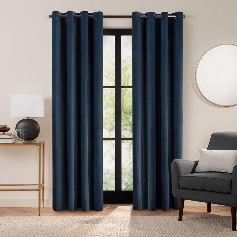 eclipse Luxury Velvet 100% Blackout Grommet Window Curtain Panel