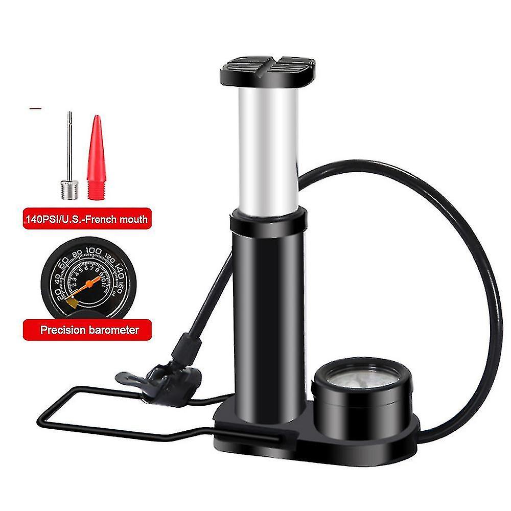 Bike Pump，140 Psi Mini Portable Bicycle Pump， Mini Foot Pump With Pressure Gauge， Double Valve Bicyc