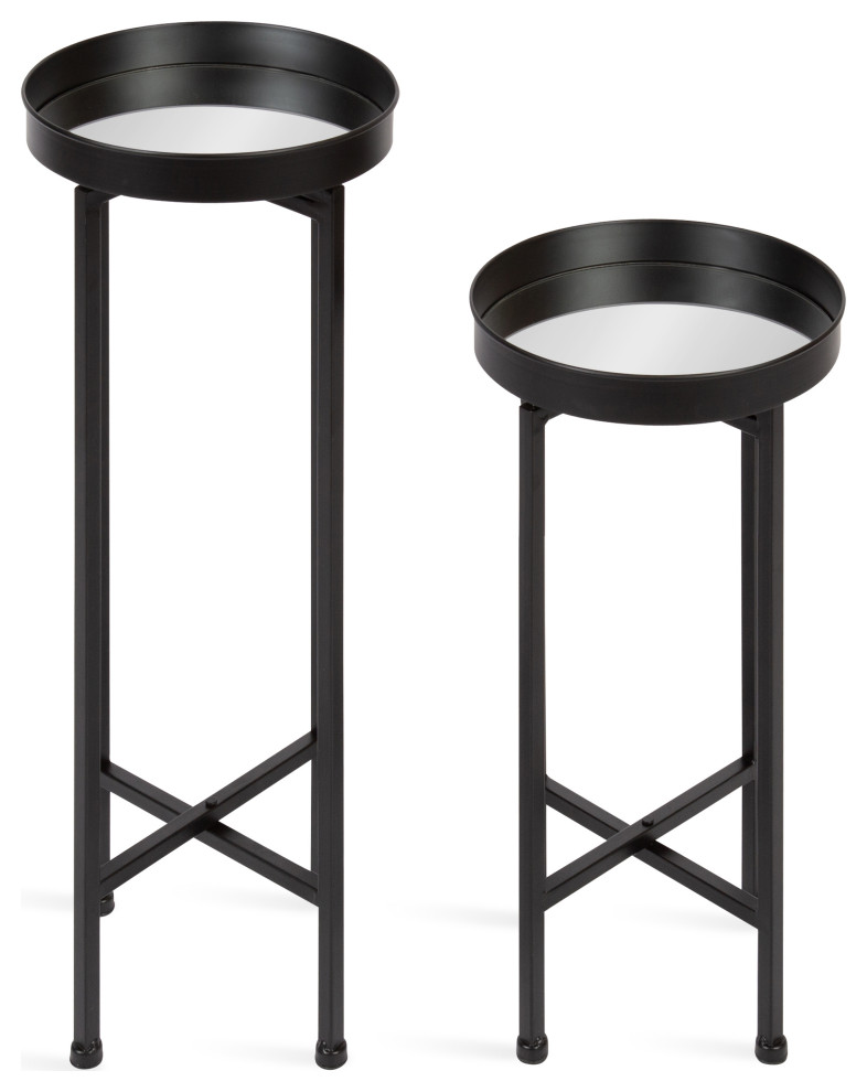 Celia Round Metal Foldable Tray Table Set   Contemporary   Side Tables And End Tables   by Uniek Inc.  Houzz