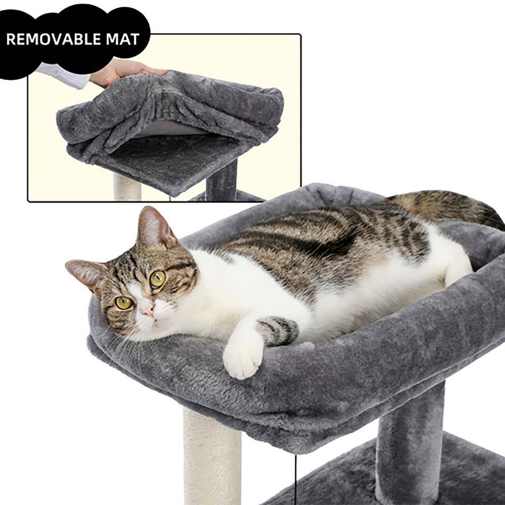 Foobrues Gray Soft Scratching Posts and Trees with Double Condos JJX-23171502