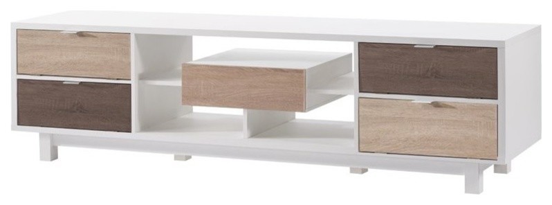 Bowery Hill Contemporary Wood TV Stand for TVs up to 71 quotin White   Contemporary   Entertainment Centers And Tv Stands   by Homesquare  Houzz