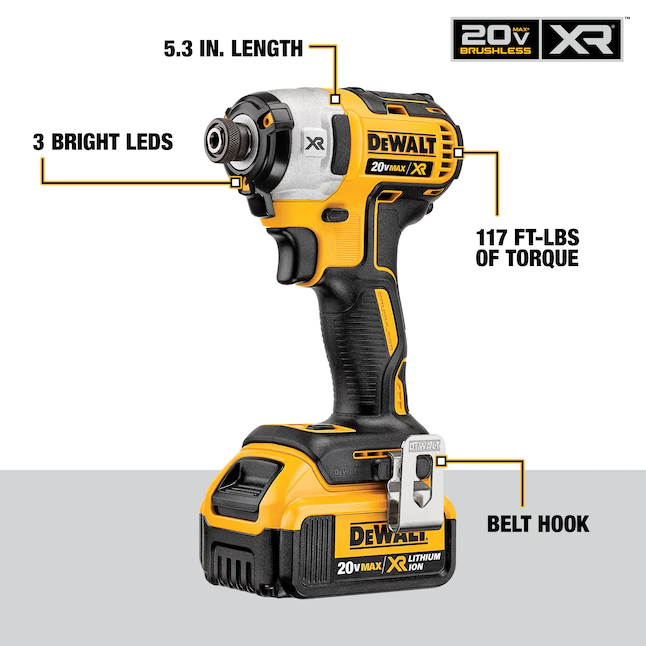 DEWALT DCK299P2 20-Volt MAX XR Cordless Brushless Hammer Drill/Impact Combo Kit (2-Tool) with (2) 20-Volt 5.0Ah Batteries and Charger