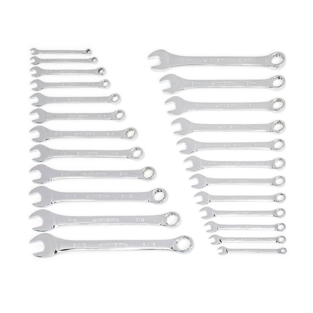 Husky SAEMM Combination Wrench Set (24-Piece) HCW24PCSM-05