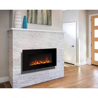 Boyel Living Black 42 in. 400 Sq. Ft. Wall Mounted Electric Fireplace with Remote Control and Multi-Color Flame VL-WM42