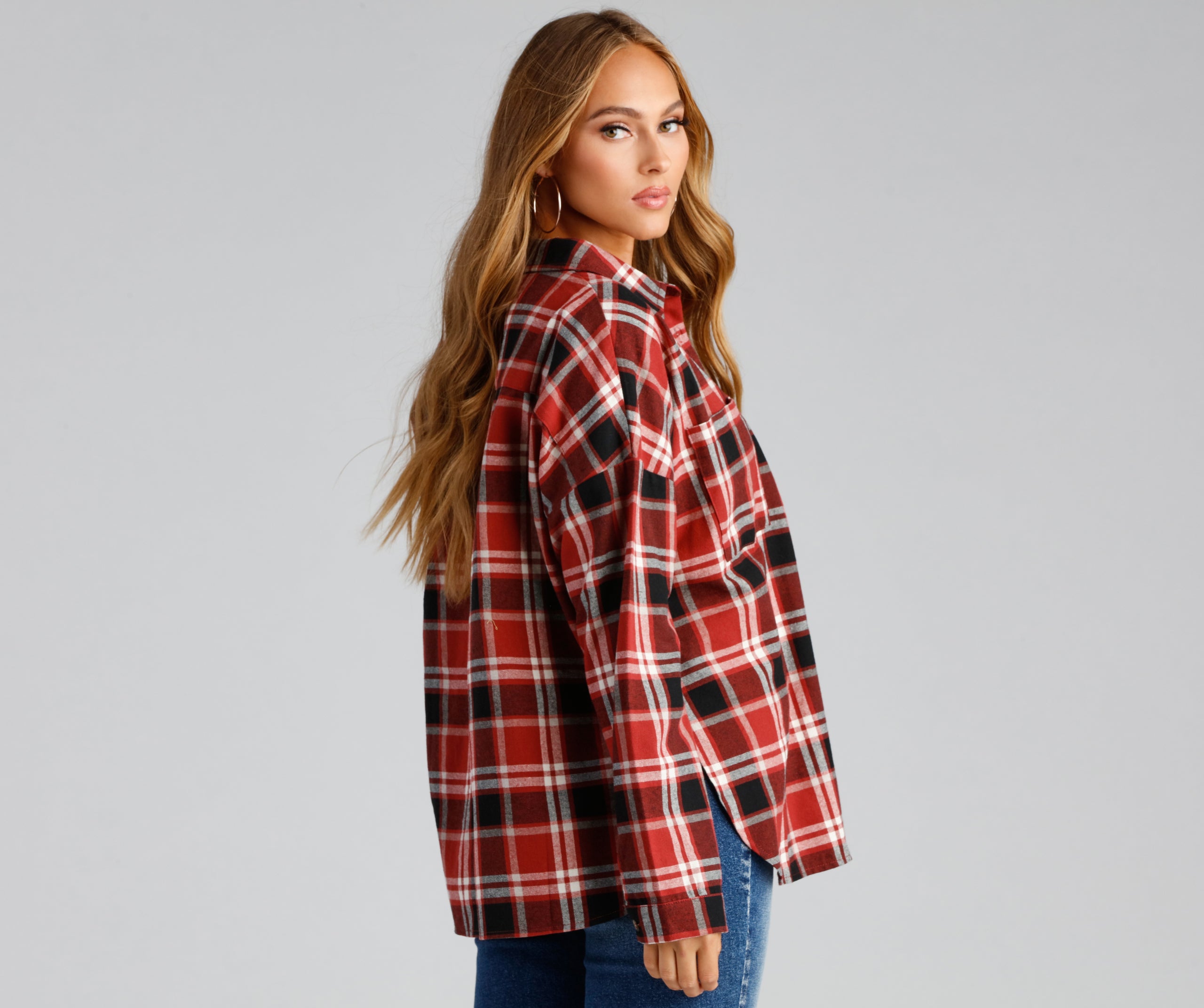 Button Up In Fab Flannel Top