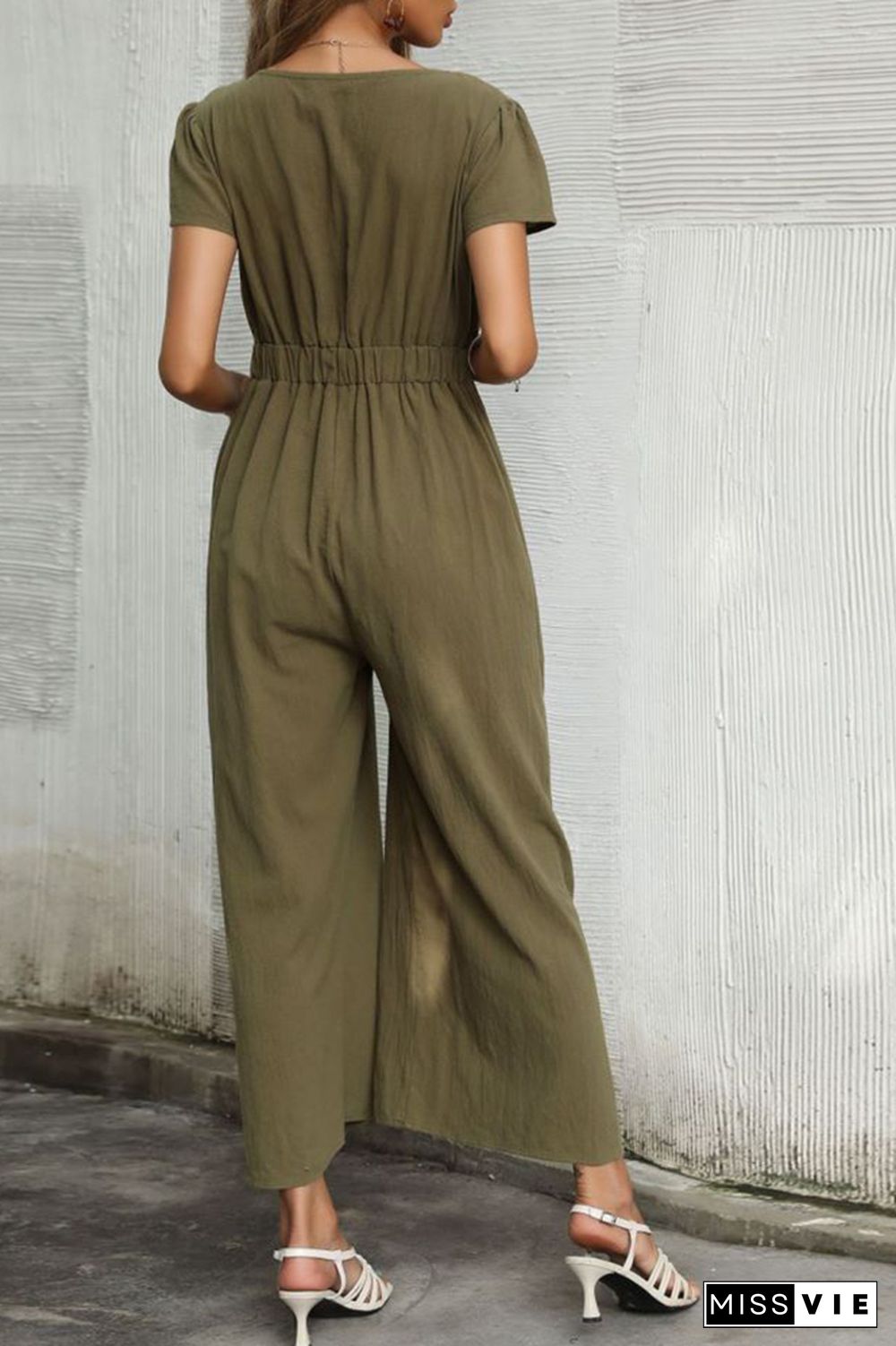 Bow Knot Wide Leg Long Pants Jumpsuit Wholesale