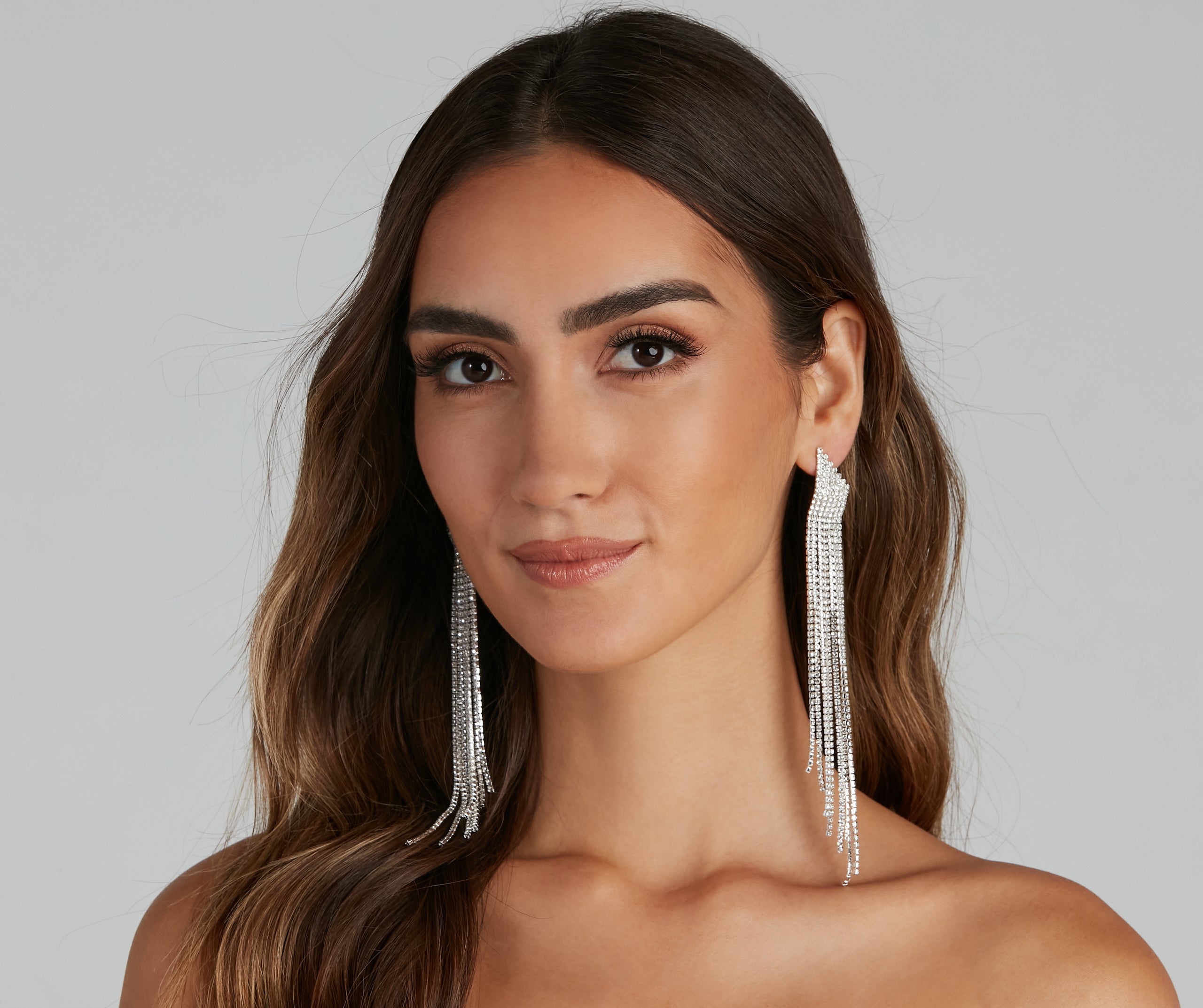 So Extra Rhinestone Fringe Earrings