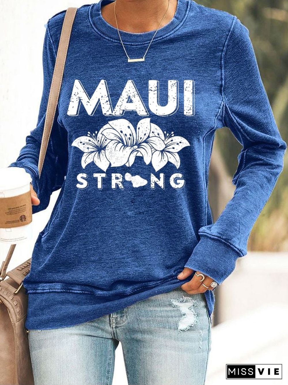 Maui Strong Crew Neck Casual Sweatshirt