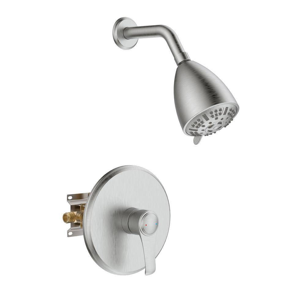 UPIKER 9-Spray Patterns with 4 in. Tub Wall Mount Single Handheld Shower Heads With 1.8 GPM in Nickel(Valve Included) UP230701FN013