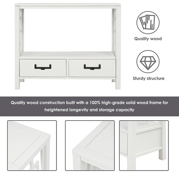 Wood Console Table With 2 Bottom Drawers，Narrow Entrance Table