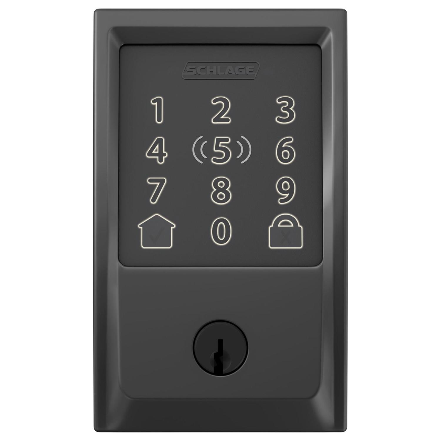 Schlage Encode Plus Matte Black Metal WiFi Deadbolt with Century Trim