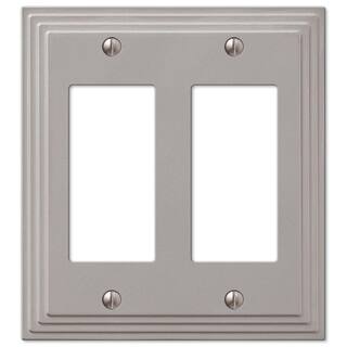 Hampton Bay Tiered 2 Gang Rocker Metal Wall Plate - Satin Nickel 84RRNHB