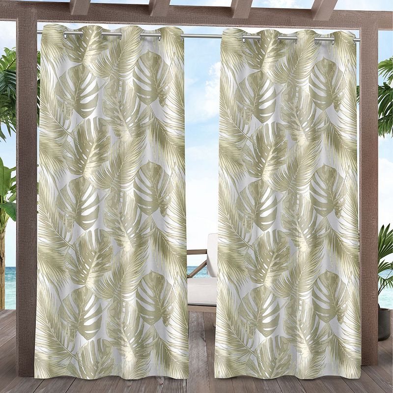 Exclusive Home 2-pack Jamaica Palm Indoor/Outdoor Light Filtering Grommet Top Window Curtains